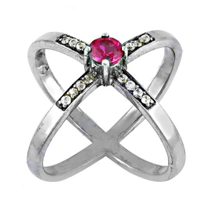 Anneaux de Zircon cubique rose et blanc de Style à bascule 925 articles de bijoux en argent Sterling massif cadeau pour les femmes et les filles - Product Image 1