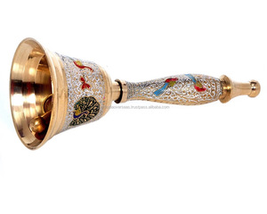 Campana de latón Tema de pavo real Mejor venta Campana de timbre Esmalte de color de alta calidad Pintado a mano Mejor vendedor Campana de embalaje personalizada - Product Image 5