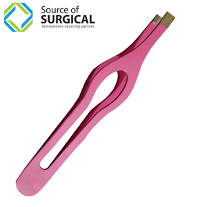 Pince à sourcils oblique Nouveau design Logo personnalisé Pince à sourcils diagonale Pince à sourcils inclinée noire en acier inoxydable - Product Image 1