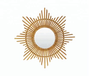 Miroir mural en rotin forme de soleil, couleur naturelle, fait à la main, style vietnamien, décoration pour chambre d'enfants - Product Image 5