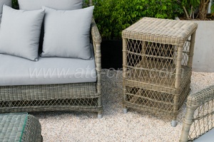 Juego de sofá de ratán de PE para exteriores de estilo moderno, mimbre de PE sintético con marco de aluminio para sala de estar, patio de Hotel, muebles de Patio - Product Image 5