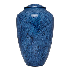 Urna de ataúd funerario de cremación de entierro con acabado azul para cenizas humanas - Product Image 4