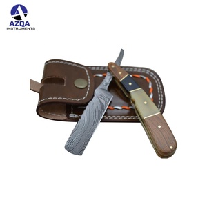 Navaja de Afeitar Profesional Hecha a Mano con Hoja Recta de Acero de Damasco para Hombres, Depilación y Cuidado Personal en Salones de Belleza - Product Image 4