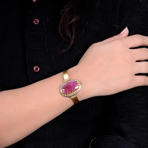 2018 Elegant Women Ruby Jewelry Simply Pave Diamond Design Bracelet