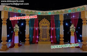 Pillier en bois et paon, décoration de mariage à thème sud-indien, vintage, piéces, vent de scène de mariage, - Product Image 3