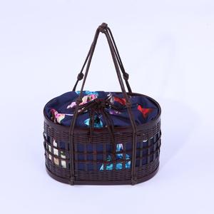 VINACRAFT JSC de Vietnam, bolso de mano de mimbre elegante de bambú marrón para mujer a la moda, funda con forro de lino tejido, dos bolsos hechos a mano - Product Image 3