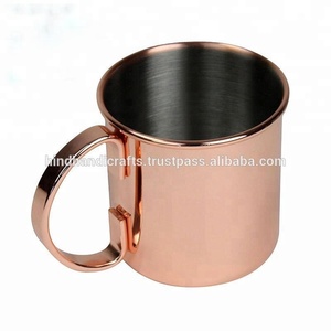 2023 Venta caliente 16 oz cobre Moscú mula taza mango cilindro 100% cobre doble estructura regalo artículo fabricado en la India - Product Image 4
