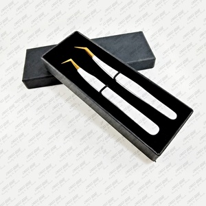 Pinces à cils russes à volume, pointe fine, en acier inoxydable, fournitures d'extension de cils avec emballage personnalisé, vente en gros - Product Image 1