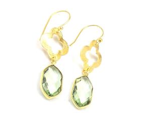 Boucles d'oreilles en améthyste verte Druzy à la mode en laiton plaqué or CZ pierre de naissance Style bohème bijoux suspendus en pierres précieuses - Product Image 6