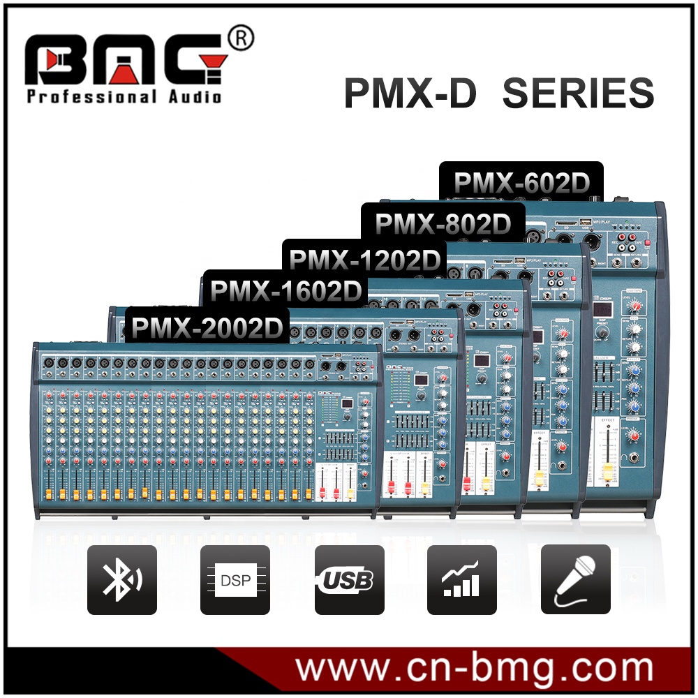 BMG PMX-802D MP3 Professional DJ Mixer - Pro Audio Equipment for