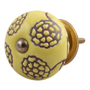 Boutons en céramique pour enfants, poignées jaunes à trou unique, placard de cuisine, poignées de commode florale, tiroirs 3.81 cm, nouveau Design CK-1375, vente en gros - Product Image 4