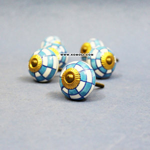 Cajones surtidos de cerámica, perillas de armario de la india, color azul - Product Image 1