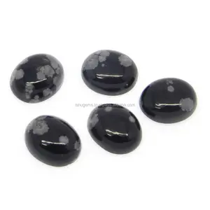 Snowflake obsidian 11x9mm oval cabochon 3.4 cts loose gemstone for jewelry