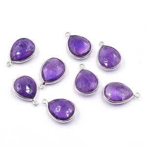 Améthyste en forme de poire Lunette en argent sterling 925 Pendentif plaqué argent Fabrication de bijoux artisanale - Product Image 1