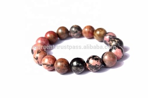 Rhodonite bohème bouddhisme perles rondes 12mm pierres précieuses Bracelet extensible pour les occasions de fête - Product Image 5