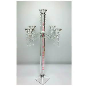 New Design Acrylic Five Arms Candelabra wedding on hot sale