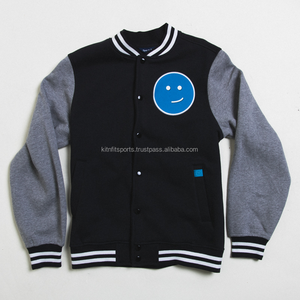 Chaqueta Universitaria de Moda, Estilo Informal, Color Azul Marino, Mangas de Cuero Blancas - Product Image 5