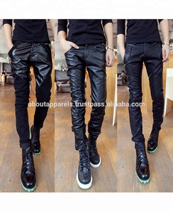 Pantalons en cuir d'agneau et de mouton véritable pour hommes, tendance 2026, style moto, légèrement longs, style rock gothique - Product Image 4