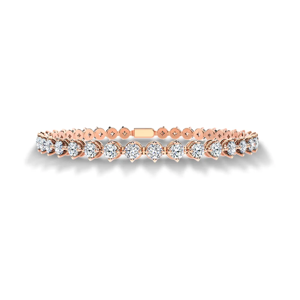 Tennis Bracelet With Real 2.00TCW Diamond Studded In 14K Rose Gold