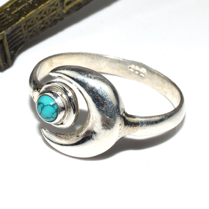 Bagues en argent Sterling 925 en forme de demi-lune douce, Turquoise, bijoux en argent 925, pierres précieuses - Product Image 3