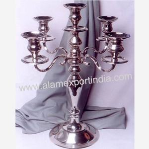 Meilleur prix de gros métal aluminium 3 bras gouttes de cristal mariage centre de table décorer argent fini candélabre - Product Image 2