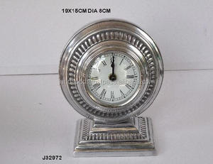 Round Metal Table <b>Clock</b> with Fluted Patterns <b>Mirror</b> Polish Finish & Nickel Plating Quartz Home Decoration - Product Image 3