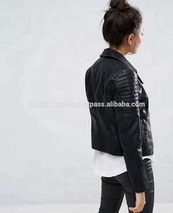 Veste en cuir pour femmes de style 2026, de haute qualité, respirante, veste de motard avec décoration rayée, option taille plus - Product Image 6