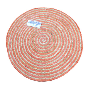 พรมปอกระเจาแบบพรีเมี่ยมพรมทรงกลมทำด้วยมือพรมปูพื้นสีฟ้าเข้มจากผู้ผลิตในอินเดีย - Product Image 5