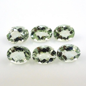 พลอยอเมทิสต์สีเขียวธรรมชาติขนาด6x8มม. อัญมณีทรงรีเจียระไนแบบหลวม - Product Image 1