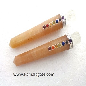 Vente en gros d'Aventurine Jaune Naturelle Agate Cristal de Quartz Pierre Semi-Précieuse Sculpté Crâne Masseur Baguette Boule Pierre Précieuse de Guérison - Product Image 1