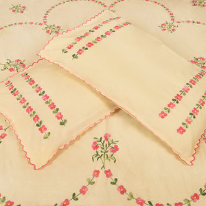 手工亚麻奶油桃红纯棉双层床单豪华酒店床上用品100% 棉床单/床单床上用品四件套 - Product Image 2