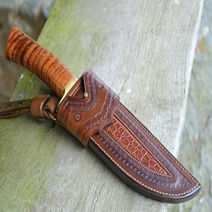 Cuchillo de caza de cuero con hoja fija, acero inoxidable - Product Image 1
