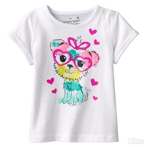 Étiquette personnalisée OEM impression 100% coton bébé fille t-shirt décontracté à manches courtes maillot tricoté teint dans la couleur pour enfants t-shirt - Product Image 2