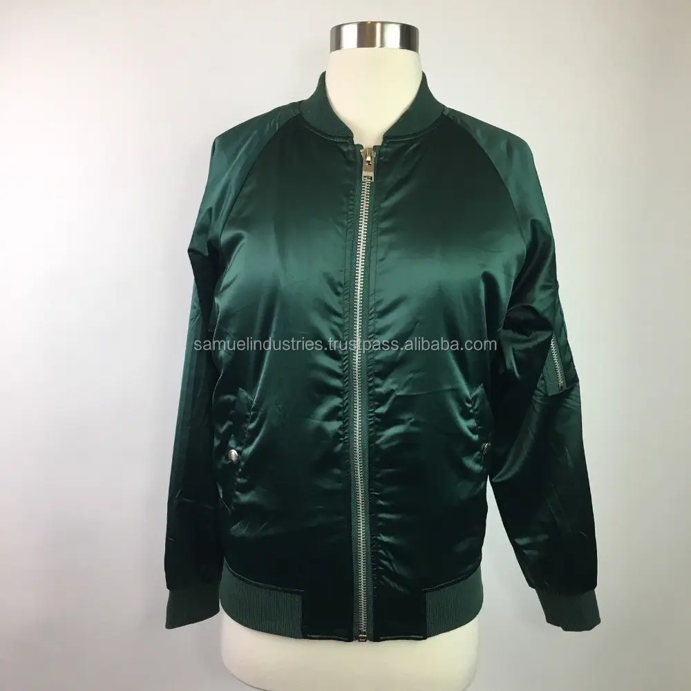 Jaket Bomber Satin Hijau Hutan, Jaket Bomber Ringan Model Kedatangan Baru Grosir Jaket Bomber