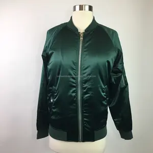 새로운 도착 스타일 도매 폭격기 재킷 숲 녹색 새틴 폭격기 재킷 탄 경량 폭격기 재킷