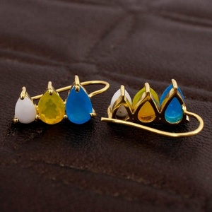 Amazing Chalcedony & Agate ชุดต่างหูหินโมรา,ต่างหูแบบห้อยชุบทองทำมือสำหรับผู้หญิงเด็กผู้หญิงเครื่องประดับของขวัญสำหรับเธอ - Product Image 3