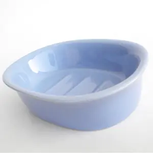 肥皂架由陶瓷制成的蓝色定制尺寸和设计，印度制造的椭圆形玻璃皂碟浴室配件