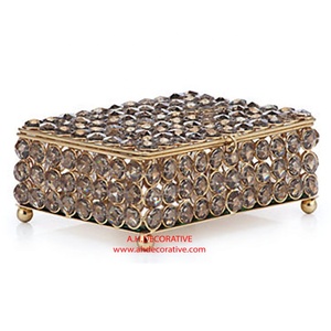 คริสตัลกล่องเครื่องประดับที่มีเท้าบ้านโต๊ะเครื่องแป้งตกแต่งคริสตัลเพชรลูกปัดกล่องเก็บเครื่องประดับ - Product Image 1