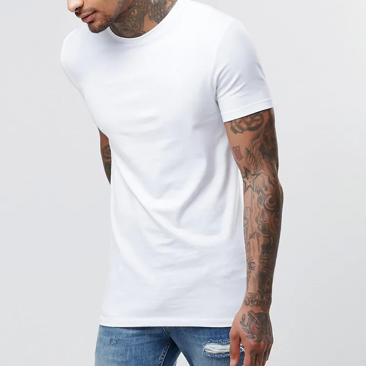 Kaus Pria Pas Badan, Kaus Katun Polos Putih Kasual Pria
