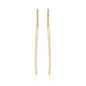Boucles d'oreilles en or 14 carats avec chaîne à maillons pavés en diamant Bijoux pour femmes Boucles d'oreilles en chaîne en or - Product Image 1