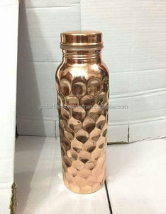 Haute qualité martelé à la main brillant 100% pur cuivre 750ml Vintage écologique réutilisable anti-dérapant bouteille d'eau Standard - Product Image 5