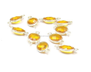 Citrino cuarzo declaración alambre envuelto Natural Multi piedra preciosa joyería hecha a mano bisel piedra natal Boho conectores - Product Image 2