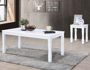 Mesa de centro de Malasia, color blanco, mesa de centro de lujo, tamaño personalizado con madera de goma sólida - Product Image 1
