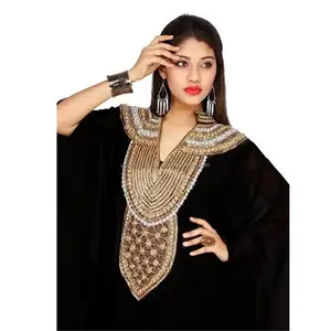 Hot Selling Prachtige Jalabiya Kaftan Handgemaakte Real Crystal Bead Werk Bruiloft Abaya Islamitische Kaftan Voor Moslim Jurken