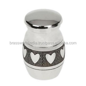 Mini urna de cremación de recuerdo de acero inoxidable, suministros funerarios de la India de Brassworld, resistente al agua - Product Image 3
