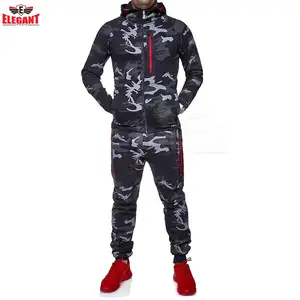 पुरुषों ट्रैक सूट छलावरण जैकेट Camo प्रिंट Tracksuit मिलान खेलों हूडि कोट पैंट Sweatsuit