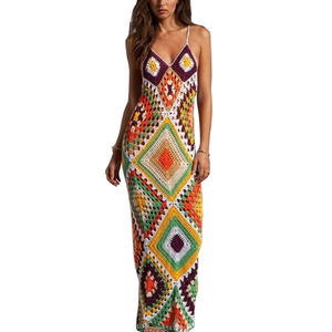 Cotone di modo Fatti A Mano Lungo Della Boemia del Pannello Esterno Sexy Della Spiaggia di Estate di Usura Donna Crochet Maxi Dress - Product Image 6