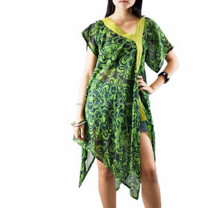 Tunique d'été à manches courtes, col en V, ourlet asymétrique trapèze, pour femmes, 2020 - Product Image 5