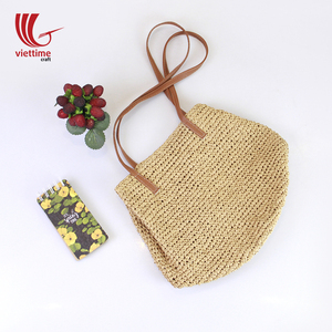 Sac de plage en paille vintage bohème avec deux poignées fermeture ouverte économique sac de plage tissé en gros - Product Image 1