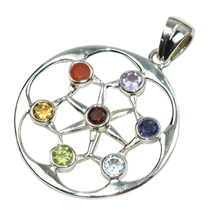 Colgantes de plata de ley 925 en forma de Chakra, joyería hecha a mano de plata 925, joyería de plata 925, joyería de la India - Product Image 1